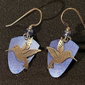 Blue and Silver Hummingbird Earrings
